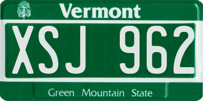 VT license plate XSJ962