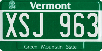 VT license plate XSJ963