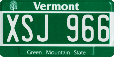 VT license plate XSJ966