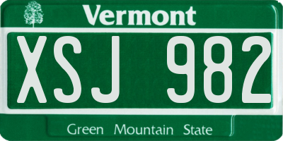 VT license plate XSJ982