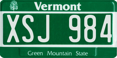 VT license plate XSJ984