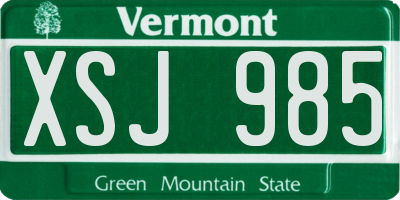 VT license plate XSJ985
