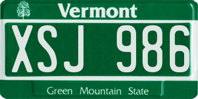 VT license plate XSJ986