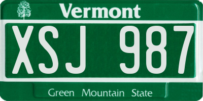 VT license plate XSJ987
