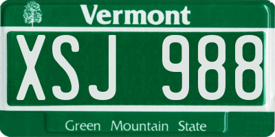 VT license plate XSJ988