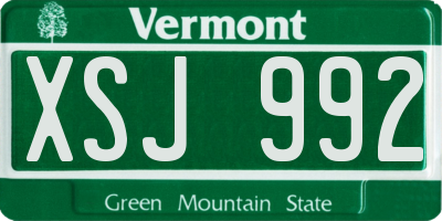 VT license plate XSJ992
