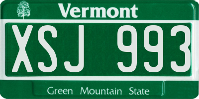 VT license plate XSJ993