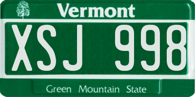 VT license plate XSJ998