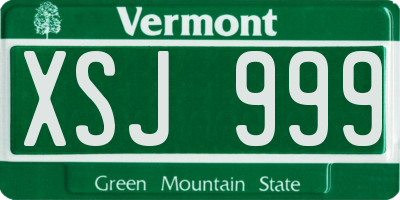 VT license plate XSJ999