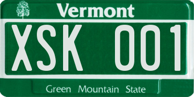 VT license plate XSK001