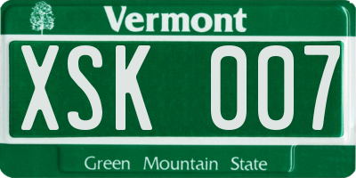 VT license plate XSK007