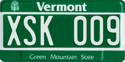 VT license plate XSK009