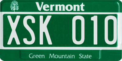 VT license plate XSK010