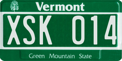 VT license plate XSK014