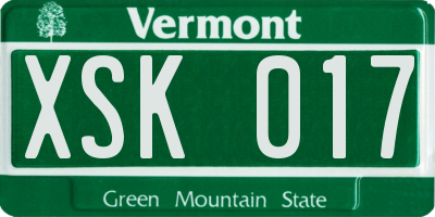 VT license plate XSK017