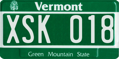 VT license plate XSK018