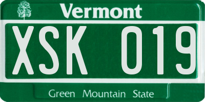 VT license plate XSK019