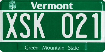 VT license plate XSK021