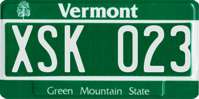 VT license plate XSK023