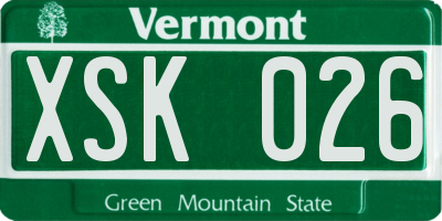 VT license plate XSK026
