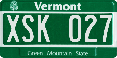 VT license plate XSK027