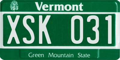 VT license plate XSK031