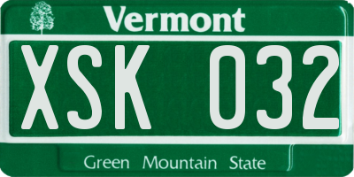VT license plate XSK032