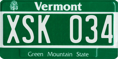 VT license plate XSK034