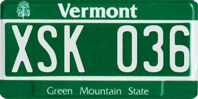 VT license plate XSK036