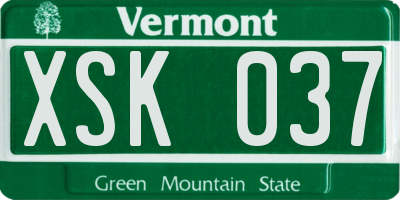 VT license plate XSK037