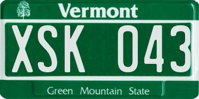 VT license plate XSK043