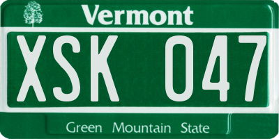 VT license plate XSK047