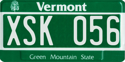 VT license plate XSK056