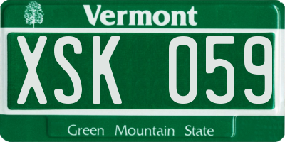 VT license plate XSK059