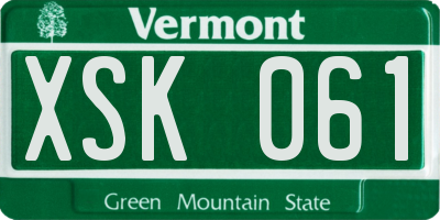 VT license plate XSK061