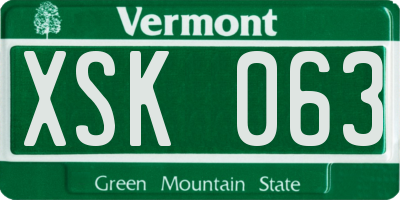 VT license plate XSK063