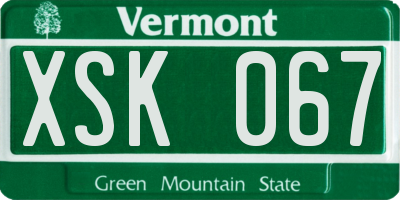 VT license plate XSK067