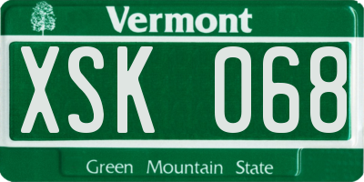 VT license plate XSK068