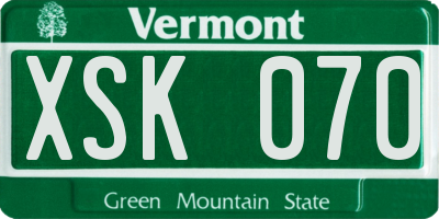VT license plate XSK070