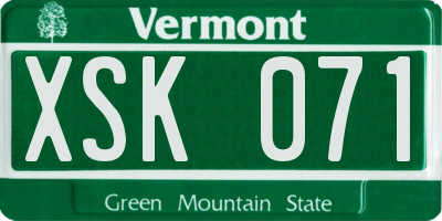 VT license plate XSK071