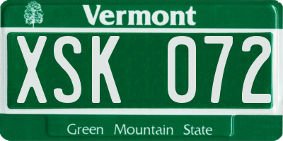 VT license plate XSK072