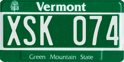 VT license plate XSK074