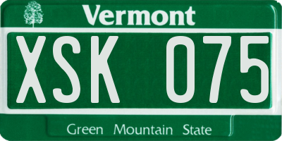VT license plate XSK075