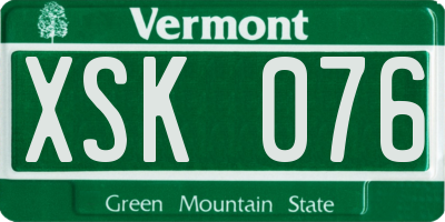 VT license plate XSK076