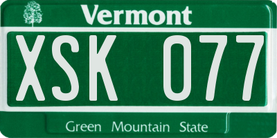 VT license plate XSK077