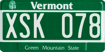 VT license plate XSK078