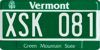 VT license plate XSK081