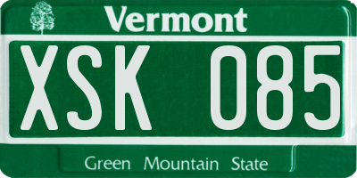 VT license plate XSK085