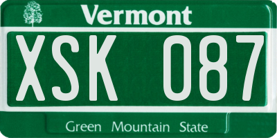VT license plate XSK087