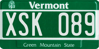 VT license plate XSK089